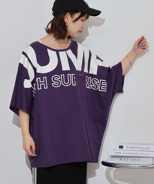 atONE(アットワン)の「BIGロゴプリントポケット付きドルマンTシャツ(Tシャツ/カットソー・レディース・パープル/杢グレー/ブラック・M/L)」の18枚目の写真