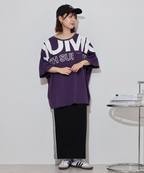 atONE(アットワン)の「BIGロゴプリントポケット付きドルマンTシャツ(Tシャツ/カットソー・レディース・パープル/杢グレー/ブラック・M/L)」の20枚目の写真