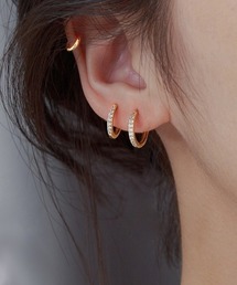 ビジュー付きリングピアス