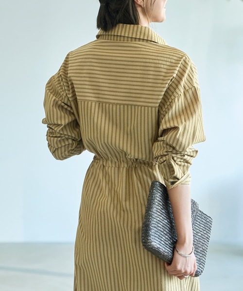 【新品・タグ付き】ダーマコレクション ストライプ シャツ ワンピース ゆったり STYLE DELI｜【LUXE】洗いコットンの半袖ストライプ柄シャツ