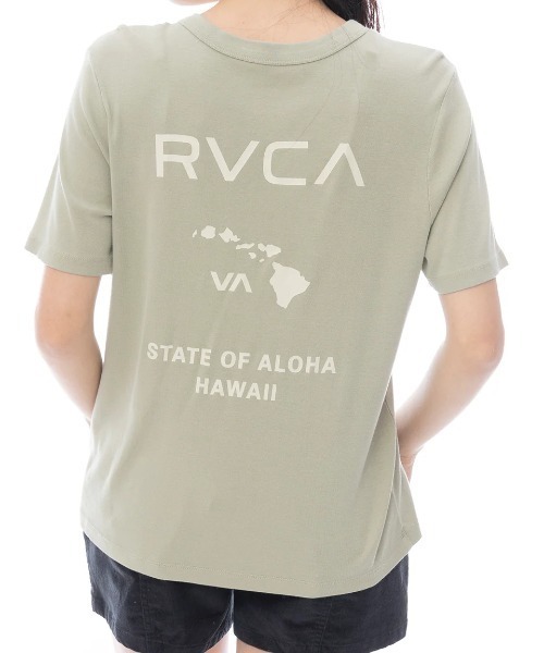 RVCA(ルーカ)の「RVCA レディース STATE OF ALOHA DAILY TEE Tシャツ 【2025年春夏モデル】/ルーカバックプリント半袖Tシャツ(Tシャツ/カットソー・レディース・クリーム/グリーン系その他・LARGE/MEDIUM/SMALL)」の2枚目の写真