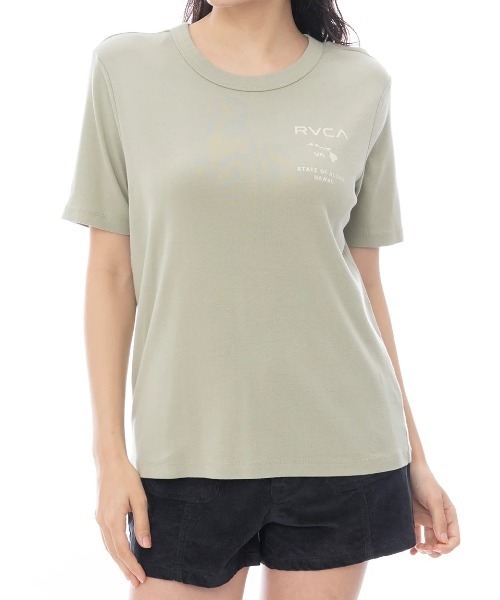 RVCA(ルーカ)の「RVCA レディース STATE OF ALOHA DAILY TEE Tシャツ 【2025年春夏モデル】/ルーカバックプリント半袖Tシャツ(Tシャツ/カットソー・レディース・クリーム/グリーン系その他・LARGE/MEDIUM/SMALL)」の5枚目の写真