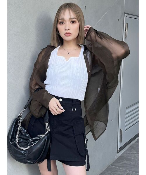 MURUA（ムルーア）の「ボリュームスリーブシャイニーシアーシャツ（シャツ/ブラウス・レディース・ホワイト/ブラウン/ピンク/その他1/ブラック/グレー・FREE）」の8枚目の写真