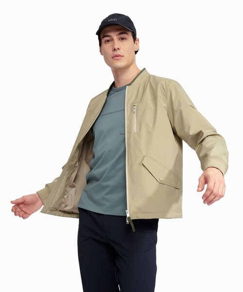 AIGLE(エーグル)の「GORE-TEX WINDSTOPPER ゴアテックス ウインドストッパー(R) 防風 撥水 透湿 MA-1 ブルゾン(ブルゾン・メンズ・ベージュ/ダークブルー・S/M/L)」の3枚目の写真