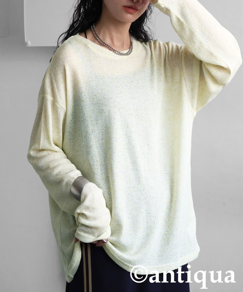 antiqua(アンティカ)の「杢スラブトップス(Tシャツ/カットソー・レディース・イエロー系その他/ブルー/ブラック/ピンク/オフホワイト・ONESIZE)」の4枚目の写真