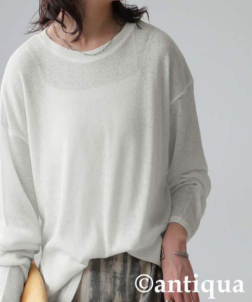 antiqua(アンティカ)の「杢スラブトップス(Tシャツ/カットソー・レディース・イエロー系その他/ブルー/ブラック/ピンク/オフホワイト・ONESIZE)」の2枚目の写真