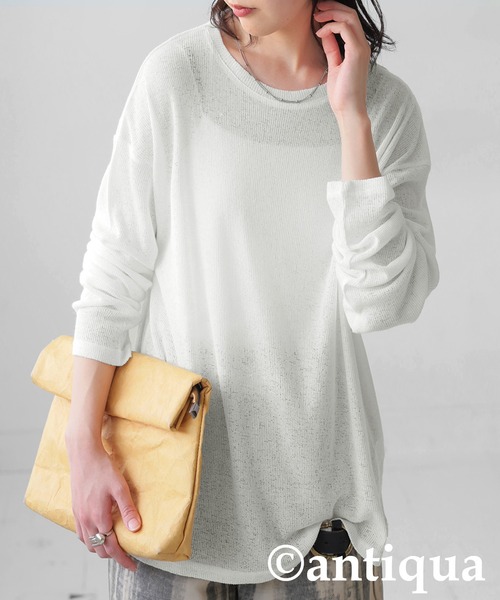 antiqua(アンティカ)の「杢スラブトップス(Tシャツ/カットソー・レディース・イエロー系その他/ブルー/ブラック/ピンク/オフホワイト・ONESIZE)」の6枚目の写真