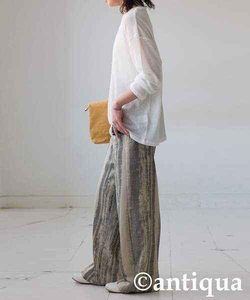 antiqua(アンティカ)の「杢スラブトップス(Tシャツ/カットソー・レディース・イエロー系その他/ブルー/ブラック/ピンク/オフホワイト・ONESIZE)」の7枚目の写真