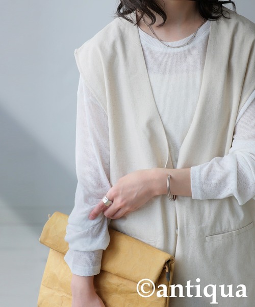 antiqua(アンティカ)の「杢スラブトップス(Tシャツ/カットソー・レディース・イエロー系その他/ブルー/ブラック/ピンク/オフホワイト・ONESIZE)」の8枚目の写真