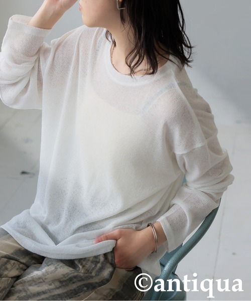 antiqua(アンティカ)の「杢スラブトップス(Tシャツ/カットソー・レディース・イエロー系その他/ブルー/ブラック/ピンク/オフホワイト・ONESIZE)」の10枚目の写真