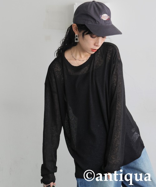 antiqua(アンティカ)の「杢スラブトップス(Tシャツ/カットソー・レディース・イエロー系その他/ブルー/ブラック/ピンク/オフホワイト・ONESIZE)」の11枚目の写真
