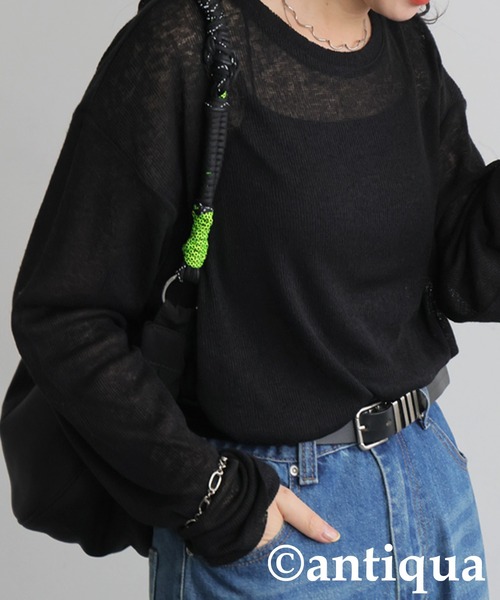 antiqua(アンティカ)の「杢スラブトップス(Tシャツ/カットソー・レディース・イエロー系その他/ブルー/ブラック/ピンク/オフホワイト・ONESIZE)」の15枚目の写真