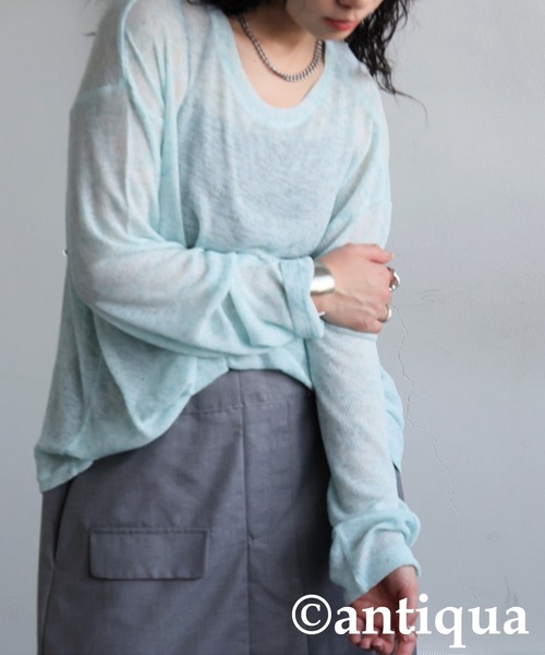 antiqua(アンティカ)の「杢スラブトップス(Tシャツ/カットソー・レディース・イエロー系その他/ブルー/ブラック/ピンク/オフホワイト・ONESIZE)」の17枚目の写真