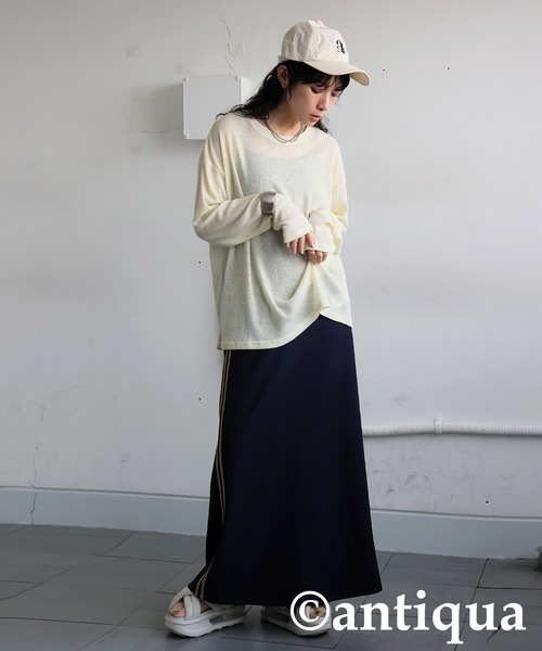 antiqua(アンティカ)の「杢スラブトップス(Tシャツ/カットソー・レディース・イエロー系その他/ブルー/ブラック/ピンク/オフホワイト・ONESIZE)」の21枚目の写真