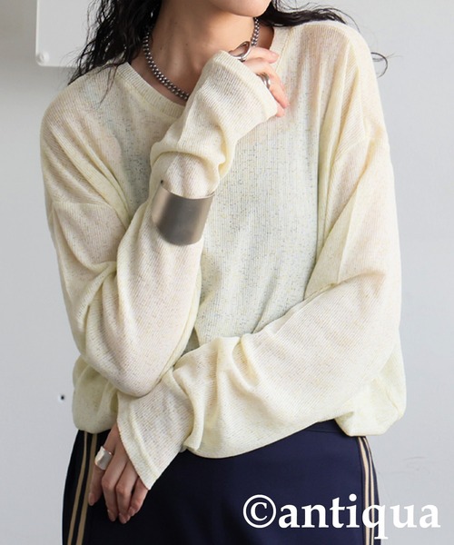 antiqua(アンティカ)の「杢スラブトップス(Tシャツ/カットソー・レディース・イエロー系その他/ブルー/ブラック/ピンク/オフホワイト・ONESIZE)」の22枚目の写真