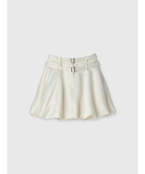eimy istoire ダブルベルトサテンミニスカート ダブルベルトサテンミニスカート(S IVORY): BOTTOM