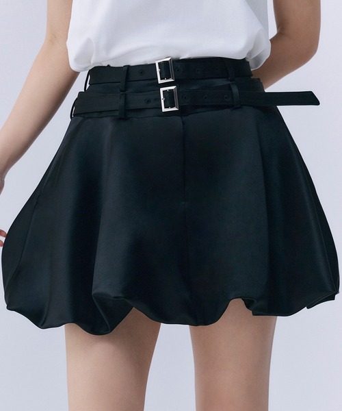 eimy istoire ダブルベルトサテンミニスカート ダブルベルトサテンミニスカート(S IVORY): BOTTOM