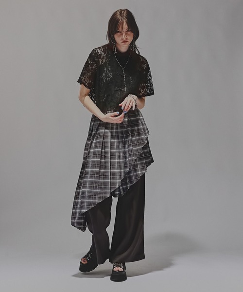 HARE（ハレ）の「プリーツレイヤーフレアパンツ(HARE)（その他パンツ・レディース・グレー/ブラック・FREE）」の4枚目の写真