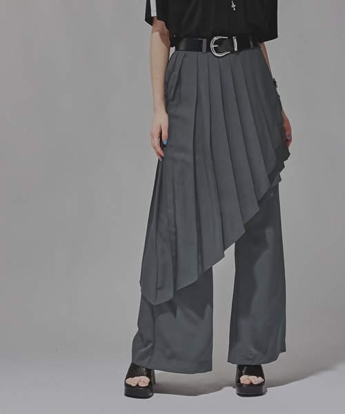 HARE（ハレ）の「プリーツレイヤーフレアパンツ(HARE)（その他パンツ・レディース・グレー/ブラック・FREE）」の12枚目の写真