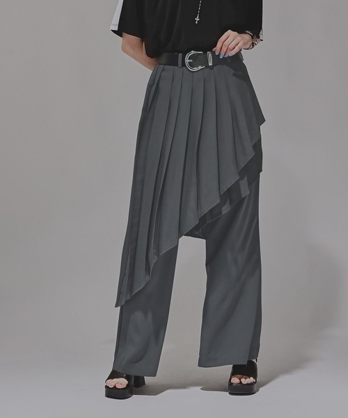 HARE（ハレ）の「プリーツレイヤーフレアパンツ(HARE)（その他パンツ・レディース・グレー/ブラック・FREE）」の13枚目の写真