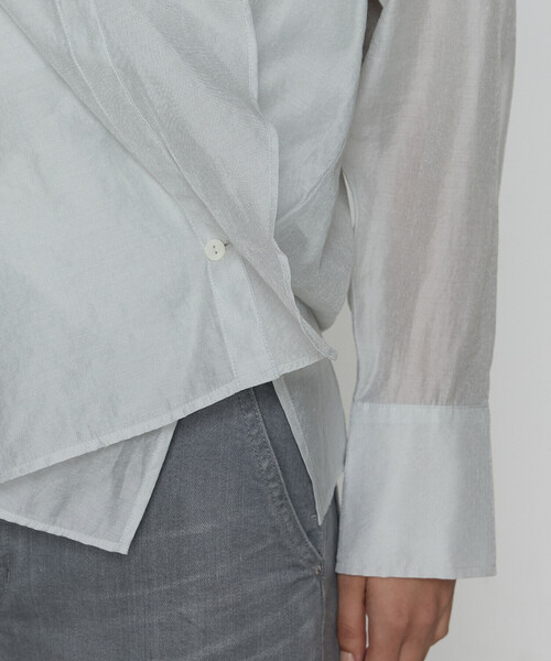 COMME CA（コムサ）の「シアー キュプラシルク シャツ（シャツ/ブラウス・レディース・ホワイト/ライトグレー/ブラック・9号）」の16枚目の写真