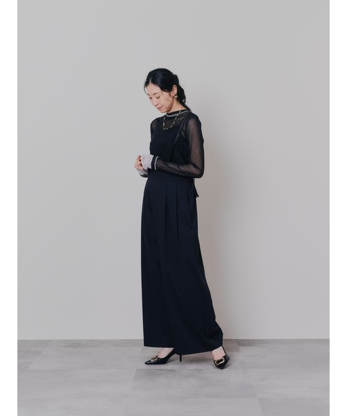 DOLLUPOOPS（ドールアップウップス）の「スリーブメッシュ配色ステッチシアートップス（Tシャツ/カットソー・レディース・ブラック/オフホワイト/ブラウン・38）」の12枚目の写真