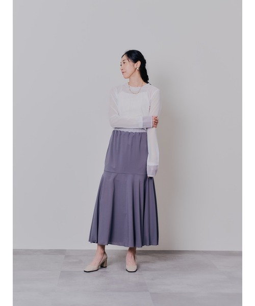 DOLLUPOOPS（ドールアップウップス）の「スリーブメッシュ配色ステッチシアートップス（Tシャツ/カットソー・レディース・ブラック/オフホワイト/ブラウン・38）」の15枚目の写真