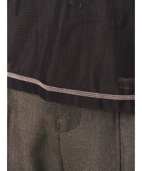 DOLLUPOOPS（ドールアップウップス）の「スリーブメッシュ配色ステッチシアートップス（Tシャツ/カットソー・レディース・ブラック/オフホワイト/ブラウン・38）」の8枚目の写真