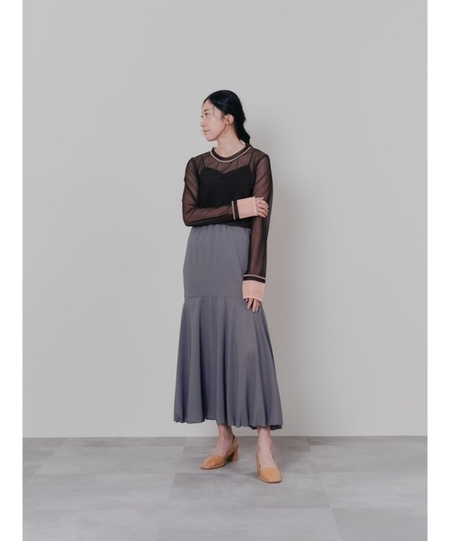 DOLLUPOOPS（ドールアップウップス）の「スリーブメッシュ配色ステッチシアートップス（Tシャツ/カットソー・レディース・ブラック/オフホワイト/ブラウン・38）」の19枚目の写真