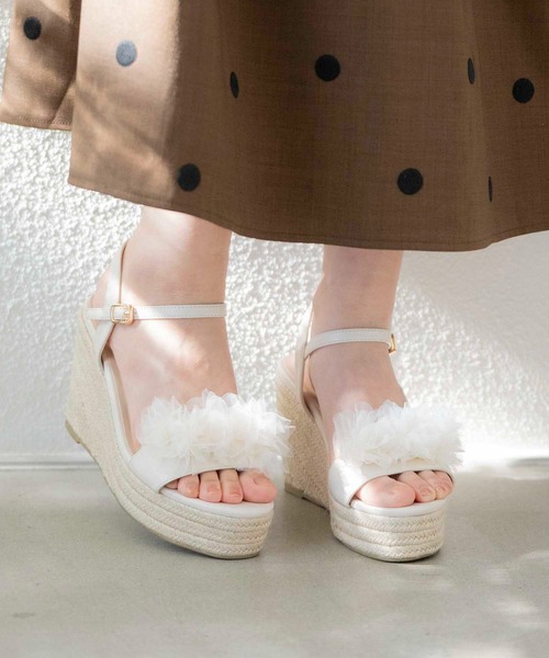 NOELA（ノエラ）の「チュールフラワー２ＷＡＹジュートサンダル（サンダル・レディース・オレンジ/ブラウン/オフホワイト・S/M/L）」の7枚目の写真