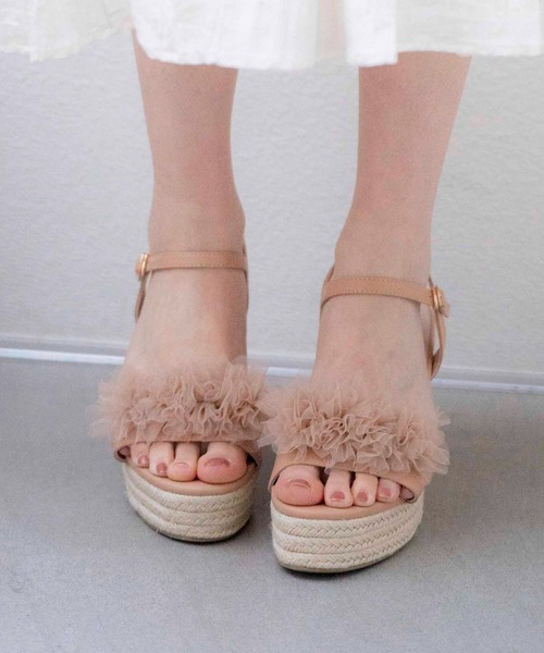 NOELA（ノエラ）の「チュールフラワー２ＷＡＹジュートサンダル（サンダル・レディース・オレンジ/ブラウン/オフホワイト・S/M/L）」の10枚目の写真