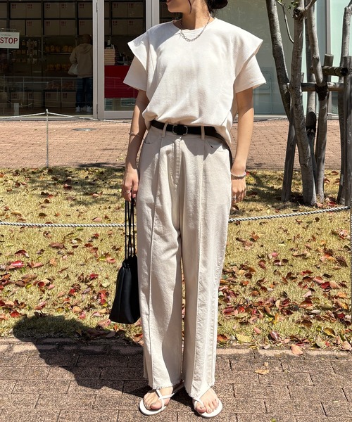 ISOOK（アイスー）の「【ISOOK / アイスー】ラッフルショルダーワッフルT / ラッフルスリーブ フレアスリーブ プルオーバー ブラウス Tシャツ ワッフル生地 サーマル 半袖 夏服 夏トップス 春服 春トップス ZOZOTOWN限定（Tシャツ/カットソー・レディース・ホワイト/アイボリー/ブラック・FREE）」の17枚目の写真