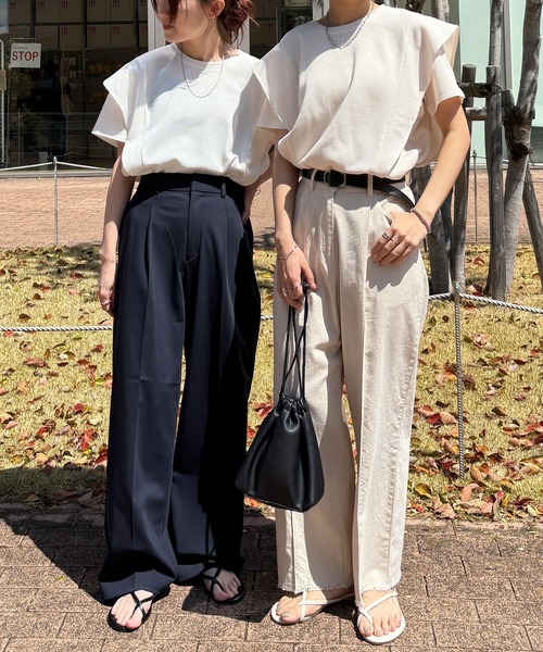 ISOOK（アイスー）の「【ISOOK / アイスー】ラッフルショルダーワッフルT / ラッフルスリーブ フレアスリーブ プルオーバー ブラウス Tシャツ ワッフル生地 サーマル 半袖 夏服 夏トップス 春服 春トップス ZOZOTOWN限定（Tシャツ/カットソー・レディース・ホワイト/アイボリー/ブラック・FREE）」の8枚目の写真