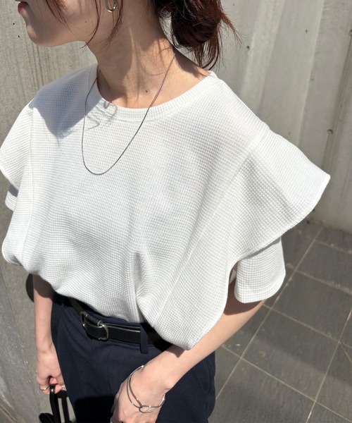セール】【ISOOK / アイスー】ラッフルショルダーワッフルT