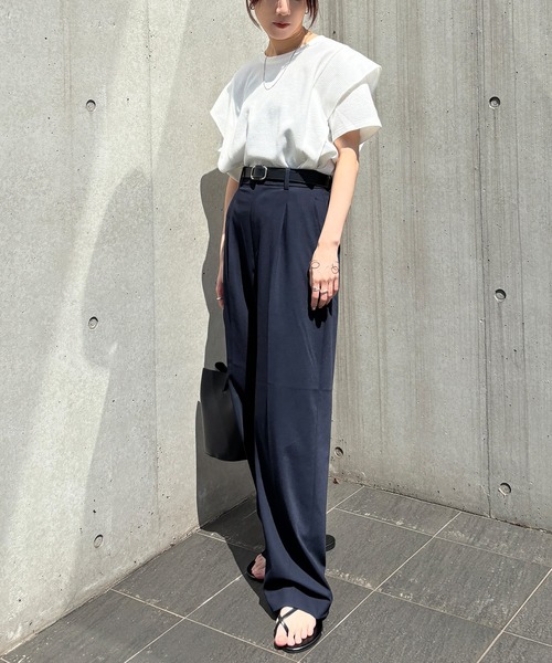 ISOOK（アイスー）の「【ISOOK / アイスー】ラッフルショルダーワッフルT / ラッフルスリーブ フレアスリーブ プルオーバー ブラウス Tシャツ ワッフル生地 サーマル 半袖 夏服 夏トップス 春服 春トップス ZOZOTOWN限定（Tシャツ/カットソー・レディース・ホワイト/アイボリー/ブラック・FREE）」の9枚目の写真