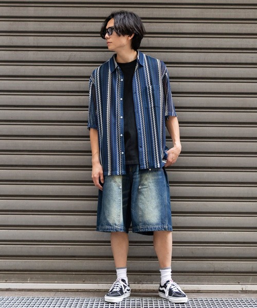 LAKOLE（ラコレ）の「ダブルニーデニムショーツ / 283523（デニムパンツ・メンズ・ブラック/ブルー・MEDIUM/LARGE）」の5枚目の写真