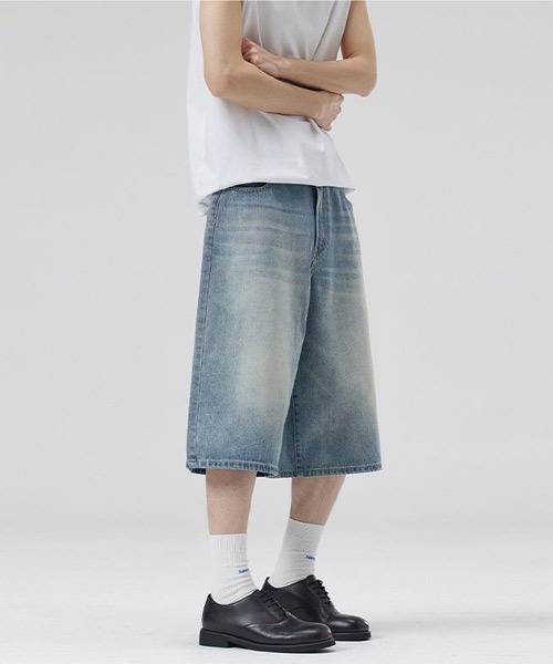 Ressaca(レサーカ)の「ヴィンテージライクワイドデニムハーフパンツ(デニムパンツ・メンズ・ブルー/ブラック/ライトブルー/インディゴブルー・L/M/XL)」の10枚目の写真