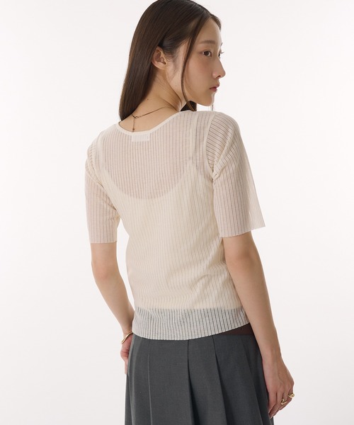 MUHET（ミュエータ）の「sheer jersey cardigan / シアーカットカーディガン（Tシャツ/カットソー・レディース・ブラック/オフホワイト/グレー・FREE）」の9枚目の写真