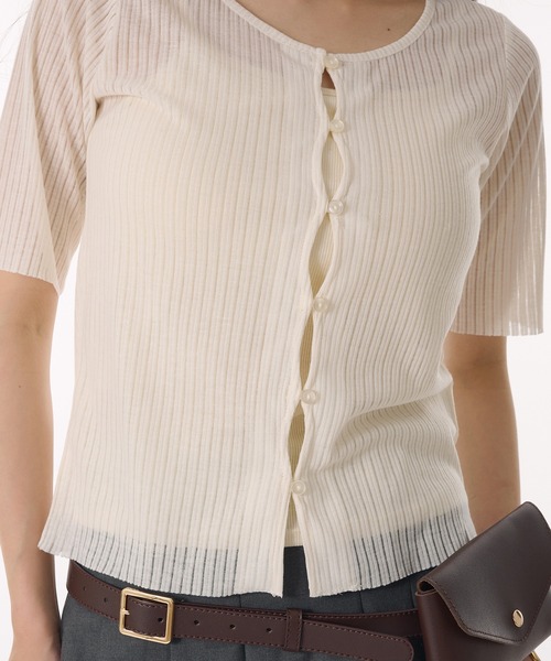 MUHET（ミュエータ）の「sheer jersey cardigan / シアーカットカーディガン（Tシャツ/カットソー・レディース・ブラック/オフホワイト/グレー・FREE）」の8枚目の写真