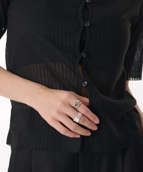 MUHET（ミュエータ）の「sheer jersey cardigan / シアーカットカーディガン（Tシャツ/カットソー・レディース・ブラック/オフホワイト/グレー・FREE）」の21枚目の写真