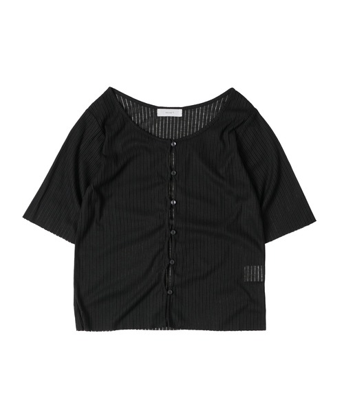 MUHET（ミュエータ）の「sheer jersey cardigan / シアーカットカーディガン（Tシャツ/カットソー・レディース・ブラック/オフホワイト/グレー・FREE）」の13枚目の写真