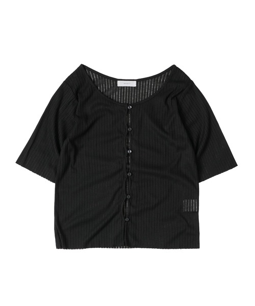 MUHET（ミュエータ）の「sheer jersey cardigan / シアーカットカーディガン（Tシャツ/カットソー・レディース・ブラック/オフホワイト/グレー・FREE）」の14枚目の写真