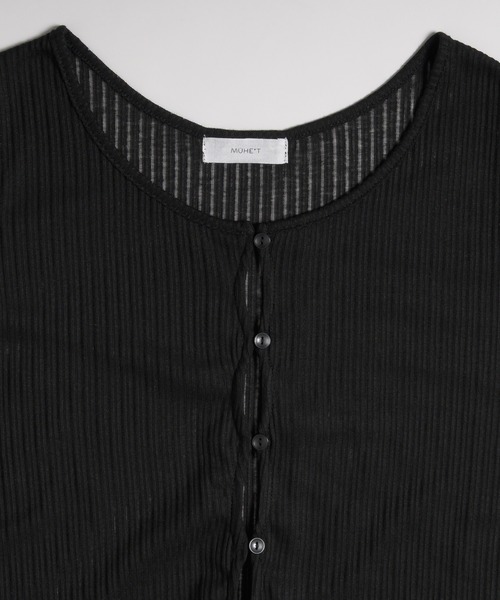 MUHET（ミュエータ）の「sheer jersey cardigan / シアーカットカーディガン（Tシャツ/カットソー・レディース・ブラック/オフホワイト/グレー・FREE）」の15枚目の写真