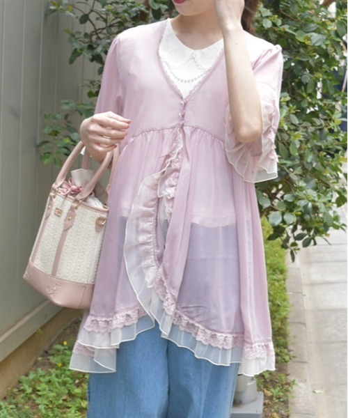 axes femme - ♥axes femme♥レース×チュール楊柳ガウン【ピンク】 レース×チュール楊柳ガウン | outlet | axes femme online shop