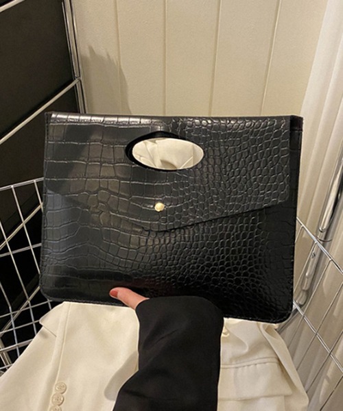 STYLEBLOCK（スタイルブロック）の「クロコダイル調素材クラッチバッグ（クラッチバッグ・レディース・グリーン/ピンク/ホワイト/ブラウン/オレンジ/イエロー/ブラック/ブルー・FREE）」の3枚目の写真