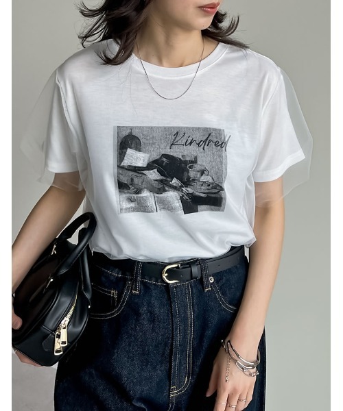 Re:EDIT（リエディ）の「天竺×チュールフォトプリントTシャツ（Tシャツ/カットソー・レディース・ブラック/オフホワイト・FREE）」の14枚目の写真