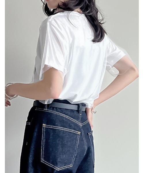 Re:EDIT（リエディ）の「天竺×チュールフォトプリントTシャツ（Tシャツ/カットソー・レディース・ブラック/オフホワイト・FREE）」の13枚目の写真