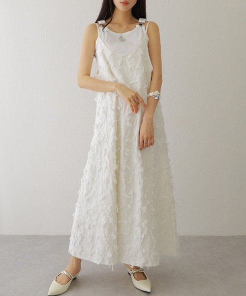 Lace Ladies(レースレディース)の「フリンジ デザイン マキシ丈 キャミソール ワンピース(ワンピース・レディース・アイボリー/ブラック/ホワイト・FREE)」の2枚目の写真
