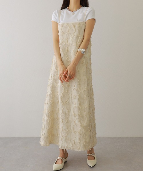 Lace Ladies(レースレディース)の「フリンジ デザイン マキシ丈 キャミソール ワンピース(ワンピース・レディース・アイボリー/ブラック/ホワイト・FREE)」の4枚目の写真