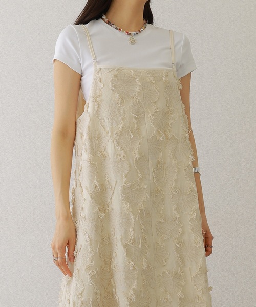 Lace Ladies(レースレディース)の「フリンジ デザイン マキシ丈 キャミソール ワンピース(ワンピース・レディース・アイボリー/ブラック/ホワイト・FREE)」の6枚目の写真